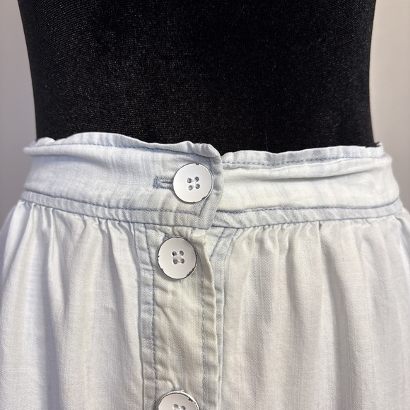 Bella Dahl Button Tiered Skirt XS Light Wash Pale Blue Cottagecore - Picture 3 of 8